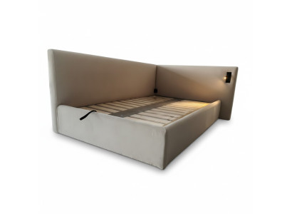 Pat modern bej cu iluminare LED și capitonaj luxos
