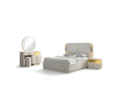 Set de pat modern și elegant cu 2 măsuțe de noapte, 5 piese