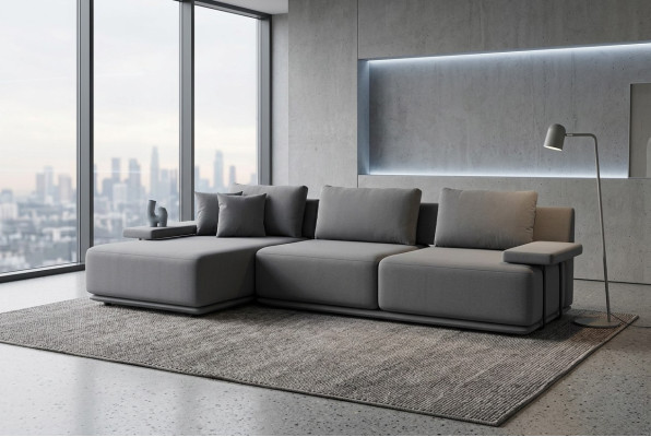Sofa estetic de colț pentru living fără tapițerie