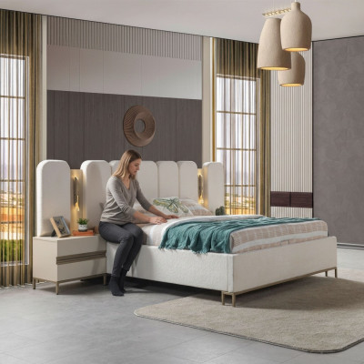 Set de lenjerie de pat moale pentru dormitor, set de 3 piese cu 2 noptiere