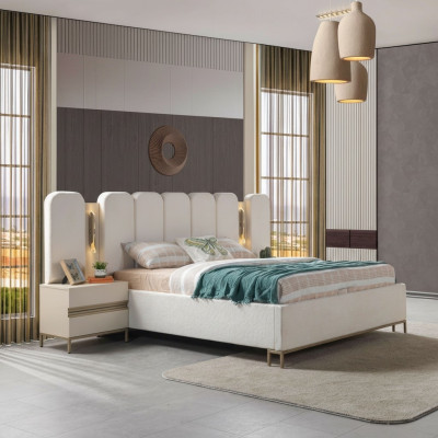 Set de lenjerie de pat moale pentru dormitor, set de 3 piese cu 2 noptiere