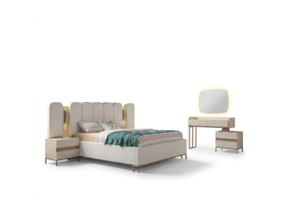 Set de mobilier pentru dormitor ideal, inclusiv comodă, oglindă, pat și măsuțe de noapte
