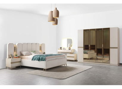 Set de mobilier pentru dormitor modern Koko 6 piese cu pat, dulap și mese de noapte