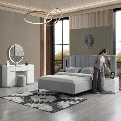Conjunto de mobilier elegant pentru dormitor 5 piese + 2 măsuțe de noapte