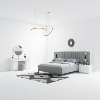 Conjunto de mobilier elegant pentru dormitor 5 piese + 2 măsuțe de noapte