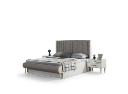 Set elegant de mobilier de 3 piese cu pat + 2 măsuțe de noapte