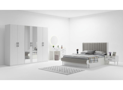Set de mobilier pentru dormitor Koko 6 piese pat modern dulap mese de noptieră
