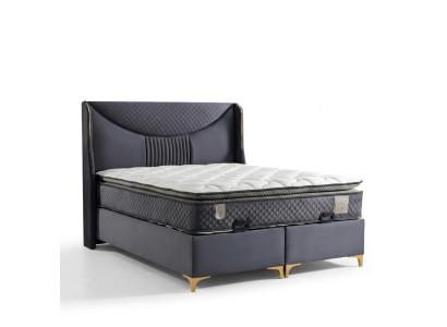 Set de pat gri modern cu saltea