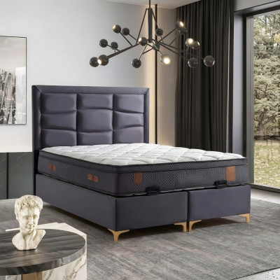 Set de pat gri modern cu saltea