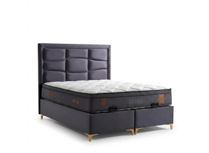 Set de pat gri modern cu saltea