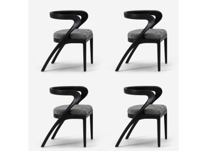 4 Stühle Set Modern Schwarz Bequem Esszimmerstuhl Design Luxus