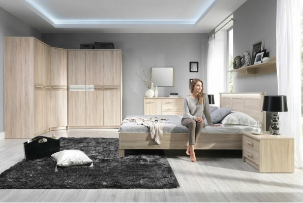 KOMPLETT Bett Kleiderschrank SCHLAFZIMMER SET SCHRANK BETT KOMMODE - CREMONA 3