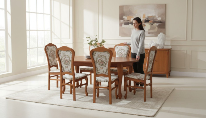 Esstisch & 8x Stühle Esszimmer Set Essgruppe Klassischer Tisch Stuhl Tische