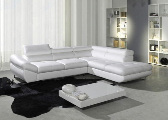 Ecksofa Eck Wahl Leder Stoff Polster Textil Bett+Kasten Couch Sofa Ecke Garnitur