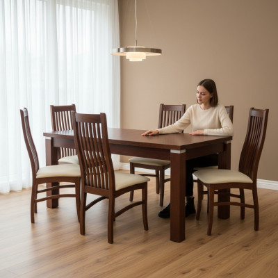Esstisch + 6 Stühle für Esszimmer Set Essgruppe Klassischer Tisch Neu