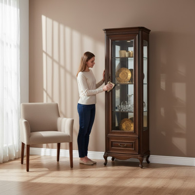 Klassische Vitrine Schrank Wohnzimmer Vitrinenschrank Vitrinen Neu VW1/2 Vitrine