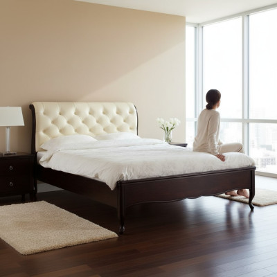 Chesterfield Bett Betten Doppelbett Ehebett Italienische Möbel Holz Leder Textil