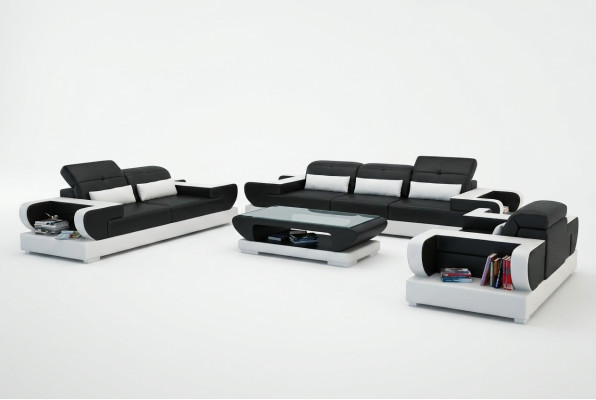 Sofagarnitur Couch Polster Leder Sitz Garnitur 3+2+1 Set Modernes Sofa Detmold