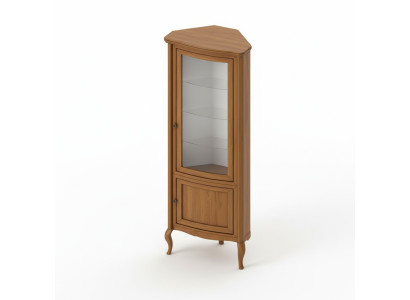 Eckschrank Massivholz Holzschrank Klassische Vitrine Vitrinenschrank - PR-W-N