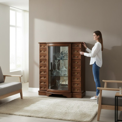 Klassische Vitrine Kommode Kommoden Kommodenschrank Schrank Vitrinen Model Z-KS2