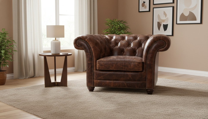 Chesterfield Sofa Couch Polster 1 Sitzer Sessel Sofas Design Polster Leder Neu