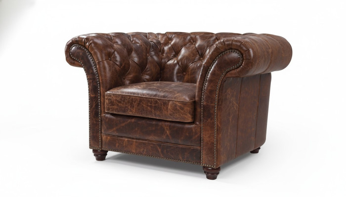 Chesterfield Sofa Couch Polster 1 Sitzer Sessel Sofas Design Polster Leder Neu