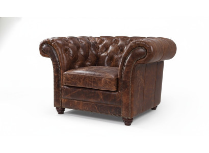 Chesterfield Sofa Couch Polster 1 Sitzer Sessel Sofas Design Polster Leder Neu