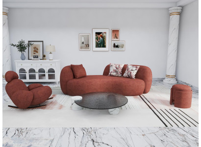 Wohnzimmer Eleganter Sofa Set 3+1 Sitzer Design Couchtisch Polster Hocker