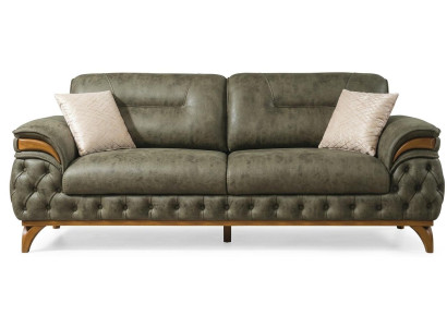 3-Sitzer-Sofa Grün Moderner Stil Weiche Armlehnen Ausklappbar Neu