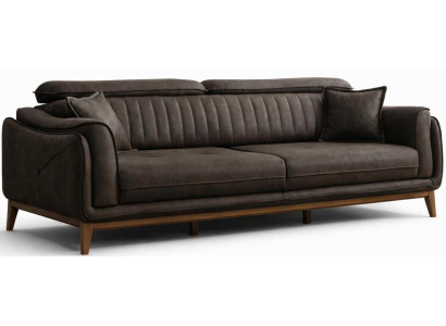 3Sitzer sofa Leder Braun Modern Kissen Statusbewusst Lakonisch Stilvol