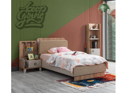 Braun Kinderzimmer Set Kinderbett Nachttisch stilvolle Möbel Modern Top-Qualität