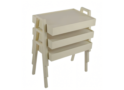 Weiße Holz Couchtisch-Set modern elegant für Wohnzimmer