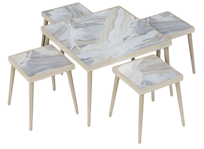 Wohnzimmer-Set aus Holz in lebendigen Mehrfarbtönen, modernes Design