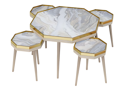 Wohnzimmer-Set Grau Holz Edelstahl modern elegant