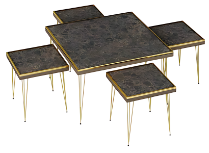 Wohnzimmer-Set in Schwarz aus hochwertigem MDF und Edelstahl