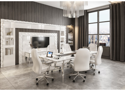 Arbeitszimmer-Set Weiß Holz Modern Elegant Möbelkombination